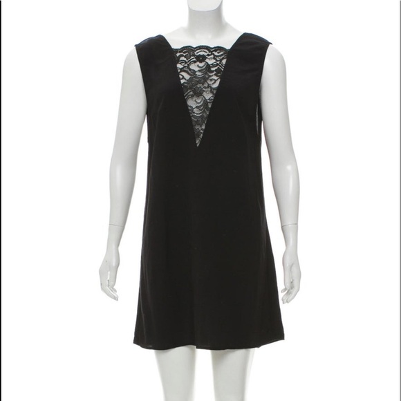 Reformation Black Lace Inset Panel Deep V Sleeveless Mini Dress Size XS - Picture 1 of 10